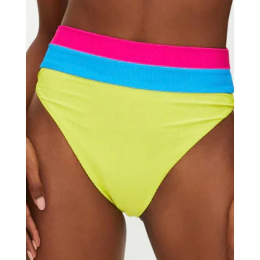 Beach Riot Neon Pink, Blue, and Yellow Bikini Bottom